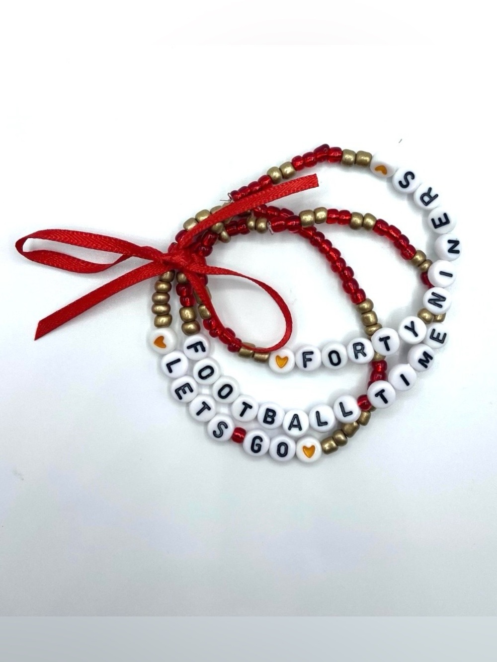 Red and Gold Forty Niners Beaded Stretch Bracelet Set